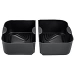 Cyraeon 2 in 1 Large Silicone Air Fryer Liners for Ninja Foodi FlexDrawer Air Fryer, Air Fryer Accessories for Ninja AF500UK, Ninja Foodi Flexdrawer Dual Air Fryer Liners 10.4L Insert, 2PCS Black.