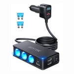 BESTEK Prise Allume Cigare 12v/24V 9 in 1 Chargeur Adaptateur Allume Cigare USB c Caricatore Da Auto PD 30W QC 18W Con 3 Prese & 6 Porte USB Con Display LED per Iphone Dash Cam