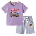 Roblox Barn T-shirt Set Lila + Grå Purple+Grey 130cm