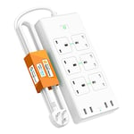 Smart Power Strip WiFi Plug with 4 USB Ports & 6 AC Outlets - Refoss Smart Extension Lead 1.8m, Compatible with Apple HomeKit, Alexa, Google Assistant, Support Voice/APP Control, Surge Protecting