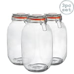 Glass Storage Jars 3 Litre Orange Seal Pack of 3