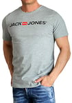 JACK & JONES Men's Jjecorp Logo Tee Ss Crew Neck Noos T-Shirt. Grey (Light Grey Melange Detail: Slim Fit - Melange). Medium