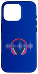 Coque pour iPhone 16 Pro Casque pour artistes, DJ, contrôle audio LED clignotant