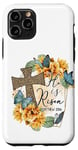 Coque pour iPhone 11 Pro He Is Risen Imprimé Léopard Croix Amour Printemps Chrétien Pâques