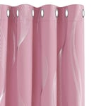 Deconovo Lot de 2 Rideaux Chambre Enfant Fille Motif Ligne Argenté Salon Décoration Rideau Cuisine Restaurant Occultant Thermique Anti Froid à Oeillets 140x180cm Rose