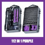 112 IN 1 PURPLE KALAIDUN  Jeu de tournevis magnétiques 112 en 1, kits d'embouts Torx, parfait pour réparer des téléphones et autres appareils électroniques ""Nipseyteko