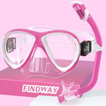 Findway Masque de Plongée Enfant, Masque Snorkeling pour 4-12 Ans, 180° Visible Lunettes de Plongée Enfant en Verre Trempé avec Tuba, Protection UV Garçons et Filles Lunettes de Natation