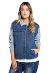 Ulla Popken Femme Grandes Tailles Veste en Jean, Color-Block, Oversize, Bords francs Bleu Jean 46+ 800277902-46+