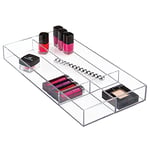 iDesign Clarity Box Cosmétique, Grande Boite Rangement Plastique Sans Bpa à 4 Compartiments, Organisateur de Maquillage Transparent