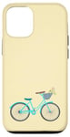 Coque pour iPhone 12/12 Pro Vélo rétro bleu pour fille avec panier de fleurs