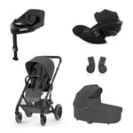 cybex GOLD Balios Black Black Black i-Size Black Barnvagnset S Lux Moon inkl. liggdel Liggdel S Lux Moon , babyskydd Cloud G Moon , adapter och basstation Base