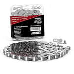 MARKEN FAKTUR® Chaîne de vélo 116 maillons - Chaîne de vélo 7/8/9/10/11 Vitesses en acier au carbone robuste - Maillons de chaîne - Chaîne BMX 1/2 x 3/32" - Bicycle Chain (9 Vitesses)