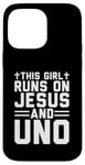 Coque pour iPhone 14 Pro Max Cette fille court sur Jesus and Uno, jeu de cartes chrétien amusant