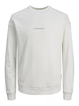 JACK & JONES Men's Jorfaded Sweat Crew Neck Sweater, Cloud Dancer/Print: jj, L