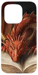 iPhone 15 Pro Aesthetic Gothic Red Dragon Reading Book Painting Bookish Case