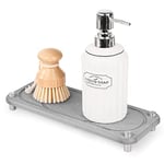 SueH Design Organisateur d'évier pour cuisine et salle de bain, organisateur d'évier, éponge, porte-savon, support pour l'évier de cuisine, gris