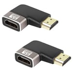 QIANRENON 8K 90 degrés Angle HDMI mâle à Femelle Adaptateur coupleur HDMI 2.1 Angle Droit Prolongateur en Forme de L,8k@60hz HDR,pour TV Projecteur PC Ordinateur Portable PC,2Pcs (pliez à Droite)