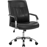 Yaheetech - Chaise de Bureau Fauteuil de Bureau Ergonomique Inclinable Hauteur Réglable en Similicuir Charge 136 kg Noir