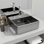 Lavabo, Vasque de luxe, Evier, Bac à laver avec trou pour robinet 38x30x11, 5 cm céramique argenté pwfn51832 MaisonChic