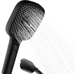 Pommeau De Douche Noir, Pommeau De Douche Economie Deau Anti Calcaire Avec 4 Types De Jets, Shower Head, Réglage D'Une Seule Main Et Buse En Silicone Anti-Bourrage, Pommeau Douche [ACC092855]