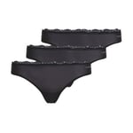 Calvin Klein Trosor 3P Lace Thongs Svart polyamid Medium Dam