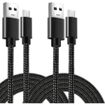 2st - 2M USB-C Samsung Galaxy S20/S21/S22/S23 Och iPhone 15 Extra Lång Laddare (2-PACK) 2 meter