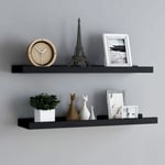 Maison Chic - Lot de 2 Étagères à rebord pour cadre photo Étagère murale Meuble de rangement Noir 80x9x3 cm mdf 28182