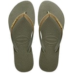 Havaianas Slim Velvet Women Flip Flops | Color: Green | Size: 1/2 UK