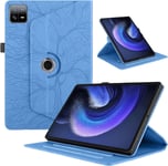 Mo-Bte Tablette Coque Pour Xiaomi Pad 6/Pad 6 Pro 11"" 2023 Pu Cuir 360°Rotatif Multi-Angle Stand Flip Cover Arbre De Vie Rotating Étui Housse Avec Veille/Réveil Automatique Protection Case,Bleu