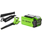 Greenworks Tools GD40BV Cordless Leaf Blower and Vacuum 2-in-1 & Battery G40B2 (Li-Ion 40V 2Ah Fast Charging System Without Self-Discharge Suitable for All Devices and Batteries)