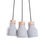Beliani - Lustre Design Set de 3 Lampes Suspension Grises en Béton et Bois Clair E14 Max. 40W pour Cuisine ou Salle à Manger au Style Industriel