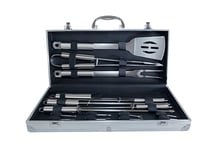 Pradel Excellence - Valise Métal Barbecue 16 Pièces Inox, 1 Spatule + 1 Fourchette à Viande + 1 Pince + 1 Couteau + 4 Piques à Brochettes + 8 Poussoirs à Viande