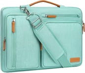 Sacoche Ordinateur Portable,Sacoche Pc Portable 13-13,3 Pouces Compatible Avec Macbook,Hp,Dell,Sac Ordinateur Sac Messager Côté Ouvert Avec 4 Poches Zipper&Poignée,Cyan Clair