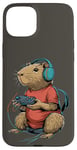 Coque pour iPhone 15 Plus Capybara Gamer Casque de jeu vidéo pour adolescents et joueurs de jeux