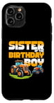 Coque pour iPhone 11 Pro Tracteur de ferme pour enfant avec inscription « Sister of the Birthday »