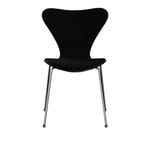 Fritz Hansen - 3107 Sjuan - Framsidesklädd, Black, Tyg, Hallingdal 190 - Ruokapöydän tuolit - Arne Jacobsen - Musta - Metalli/Puu/Tekstiili materiaali