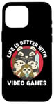 Coque pour iPhone 16 Pro Max La vie de jeu Kawaii Panda est meilleure avec les jeux vidéo