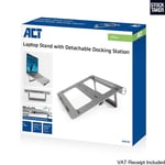 ACT Aluminium 15.6" Laptop Stand Docking Station USB-C Silver HDMI LAN (VAT Incl