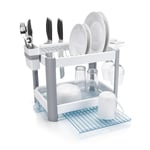 Minky Twin Tier Extending  Washing Up Dish Rack Drainer White