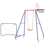 Outsunny Baby Swing Fotboll Mål Basket Hoop 3-8 år Stål Mörkblå |