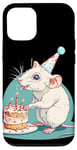 iPhone 14 Cool white Rodent with Birthday Cake and Party Hat Case