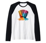 Melting Accordion Instrument Music Accordionist Musician Raglan Baseball Tee