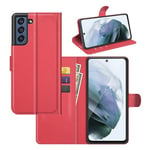 Samsung Galaxy S21 Fe 5G      Pu Wallet Case    [Red]