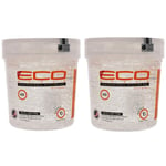 2x ECO Style Professional Styling Gel Krystal Maximum Hold Alcohol Free 24oz