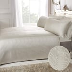Sleepdown Swirl Striped Glitter Ivory Luxury Jacquard Easy Care Duvet Cover Quilt Bedding Set with Pillowcases - Super King (220cm x 260cm)