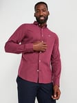 GANT Slim Fit Micro Print Long Sleeve Shirt - Dark Red, Dark Red, Size L, Men