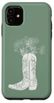 iPhone 11 Sage Green Coastal Cowgirl Floral Cowboy Boot Western Case