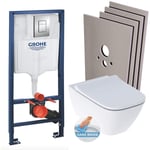 Grohe - Pack wc Bâti-support Rapid sl+ Cuvette wc suspendu Geberit + Plaque de commande wc Skate Cosmopolitan + Set habillage