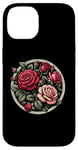 Coque pour iPhone 14 Rose florale botanique, style bohème minimaliste, roses d'amour