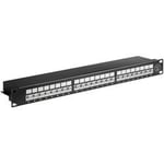 Patchpanel 19", 24 portar, CAT 6A STP, svart, 1U